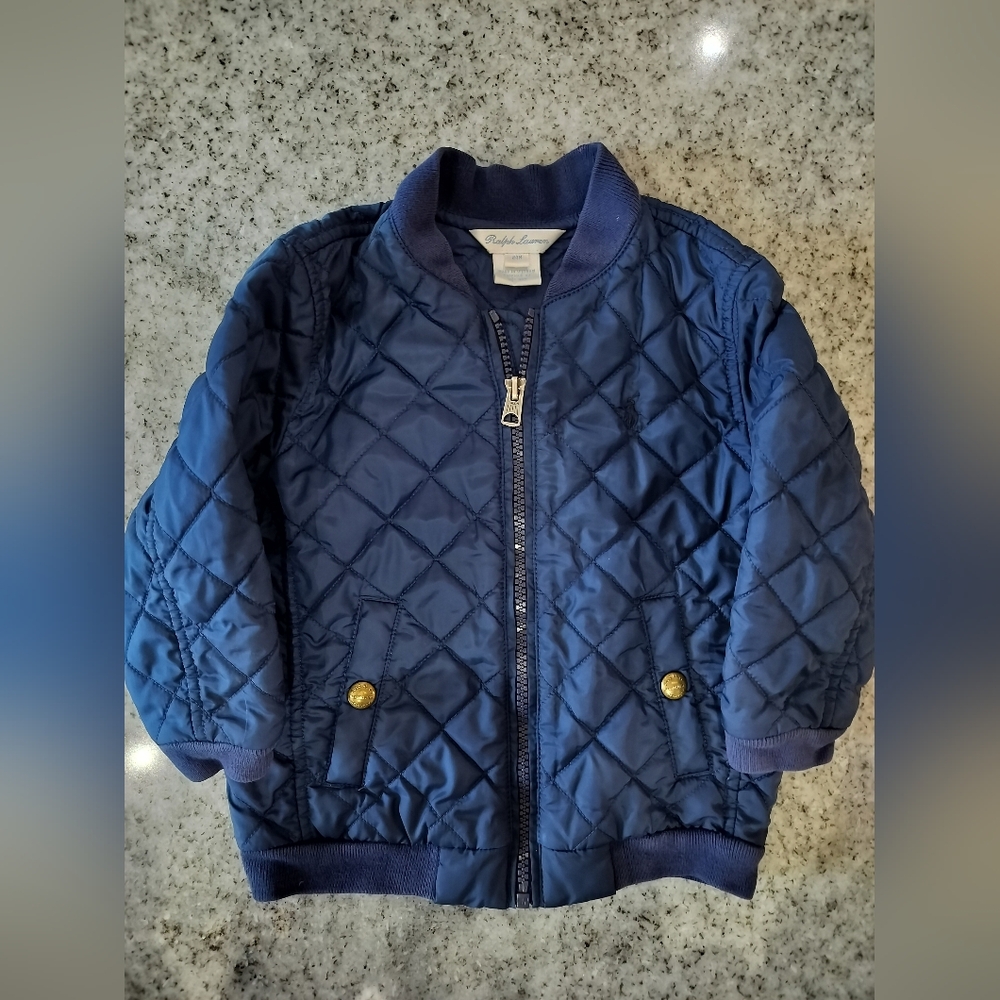 Navy Blue Quilted Kids Jacket Ralph Lauren 24M